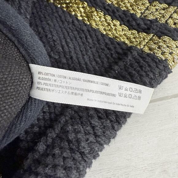 Urban Outfitters Yarn Woven Canvas Tote Bag Black Beach Vacation Resort Boho - Picture 12 of 15